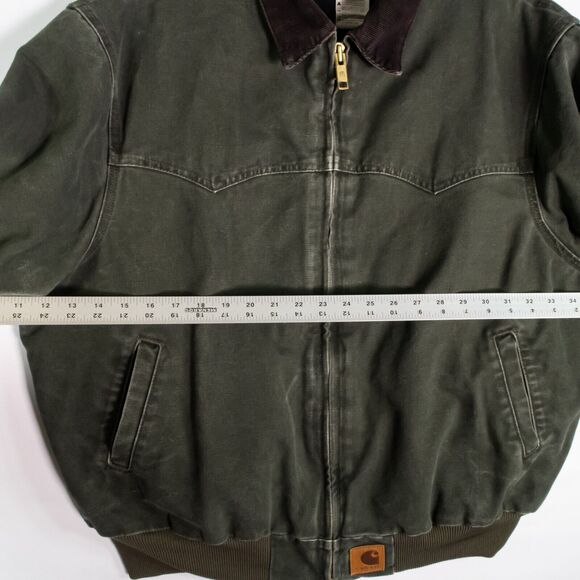 VTG Carhartt Jacket Moss Green Santa Fe Detroit Duck Canvas J14 MOS Men's XXL - Picture 10 of 13